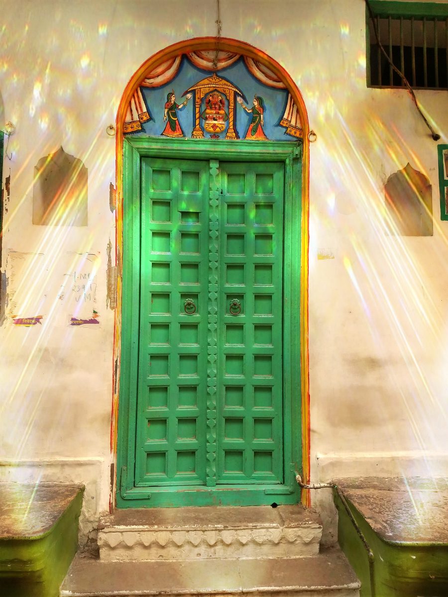 A green door